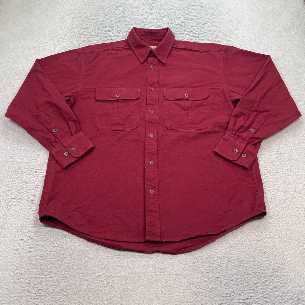 Cabela's Chamois Shirt Men's‎ Size Large Red Deer Skin Soft Long Sleeve Casual